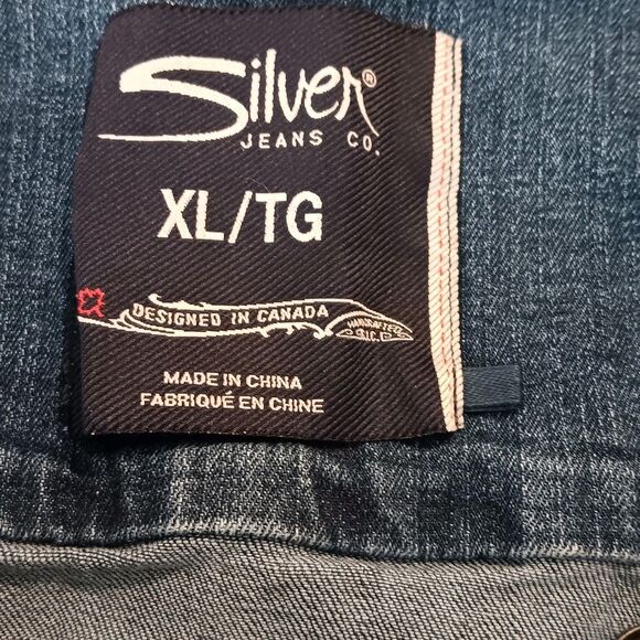 Silver Jeans Co XL Hybrid Denim Jean Jacket Gray Cable Knit Sweater Sleeves - Picture 11 of 13